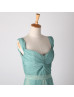 Dusty Blue Chiffon Twist Front Sleeveless Bridesmaid Dress